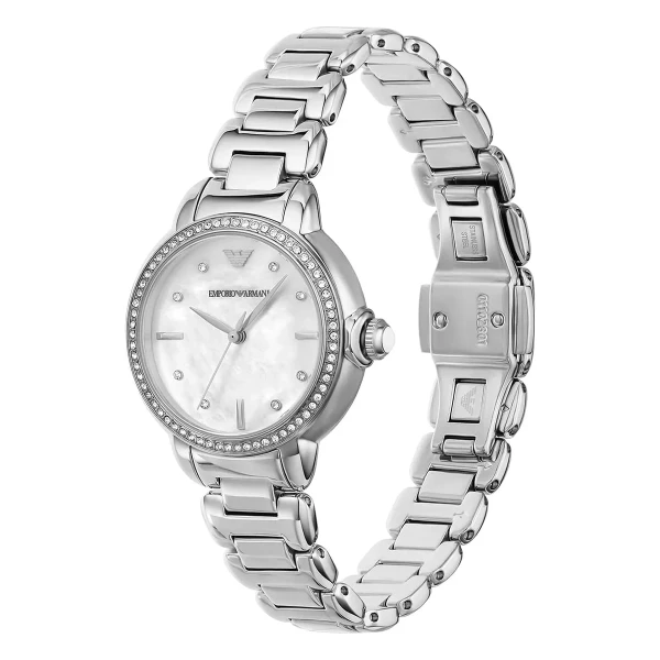 Armani Mia Quartz Stållänk Vit Pärlemor