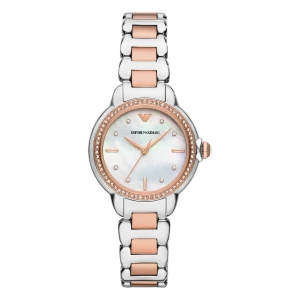 Armani Mia Quartz Tvåfärgad Stållänk Vit Pärlemor