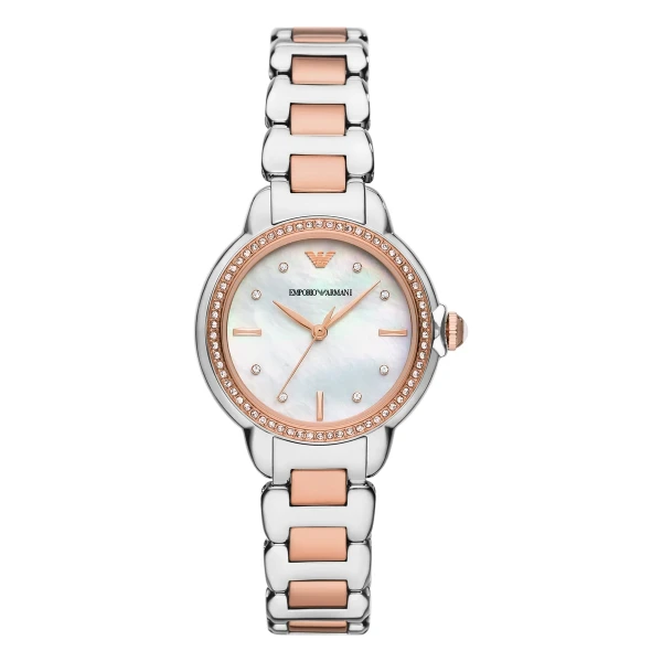 Armani Mia Quartz Tvåfärgad Stållänk Vit Pärlemor