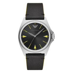 Armani Nicola Quartz Läderarmband Svart