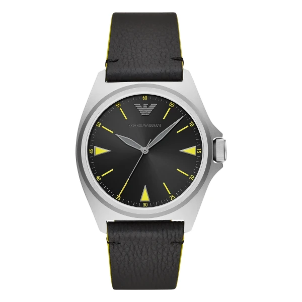 Armani Nicola Quartz Läderarmband Svart