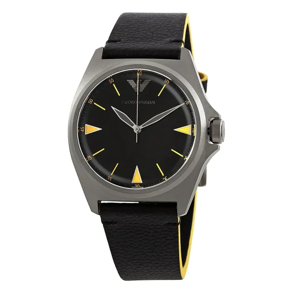 Armani Nicola Quartz Läderarmband Svart