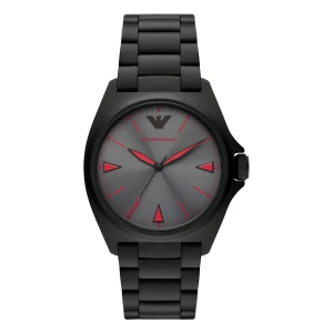 Armani Nicola Quartz Svart Stållänk Grå