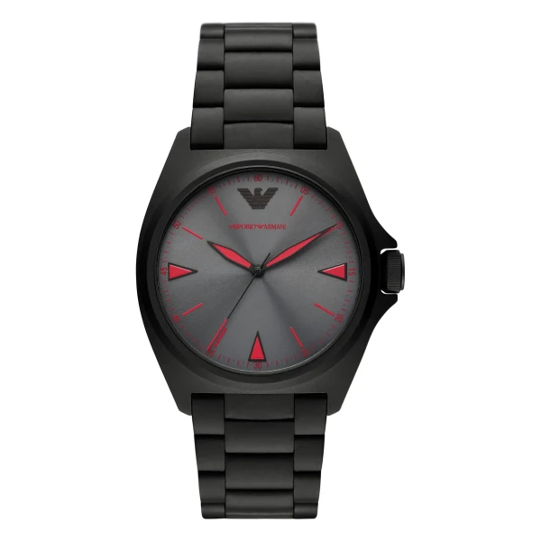 Armani Nicola Quartz Svart Stållänk Grå