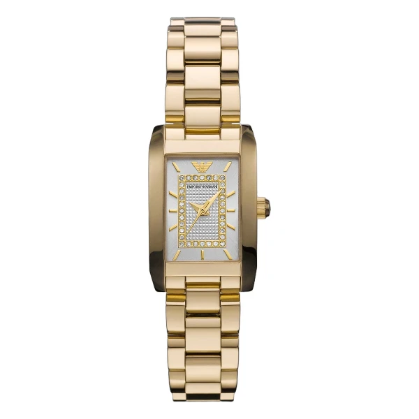 Armani Quartz Diamanter Guldfärgad Stållänk Silver