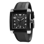 Armani Quartz Fyrkantig Gummiarmband Svart