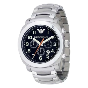 Armani Quartz Kronograf Arabiska Siffror Stållänk Svart