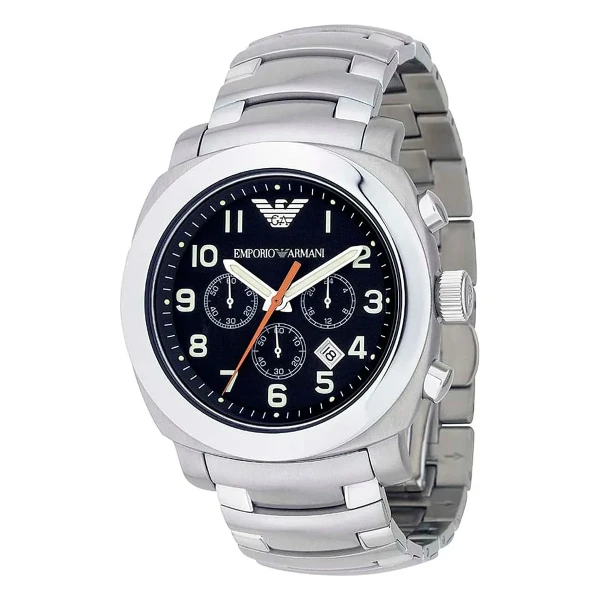 Armani Quartz Kronograf Arabiska Siffror Stållänk Svart