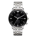 Armani Quartz Kronograf Datum Stållänk Svart