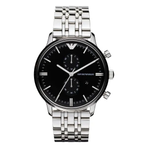 Armani Quartz Kronograf Datum Stållänk Svart