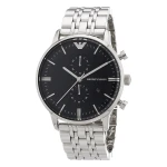 Armani Quartz Kronograf Datum Stållänk Svart