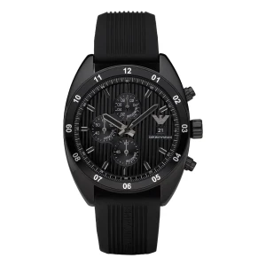 Armani Quartz Kronograf Gummiarmband Svart