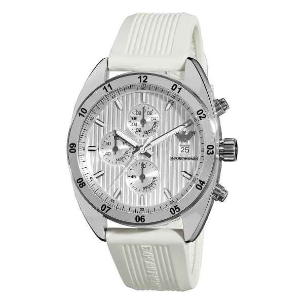 Armani Quartz Kronograf Silikonarmband Silver