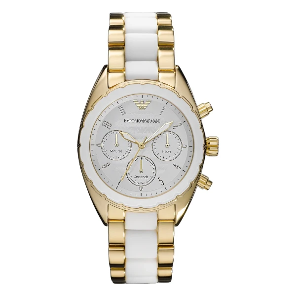 Armani Quartz Kronograf Stållänk Vit