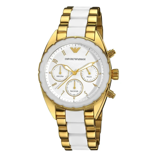 Armani Quartz Kronograf Stållänk Vit