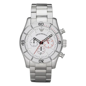 Armani Quartz Kronograf Vit Lunett Stållänk Vit