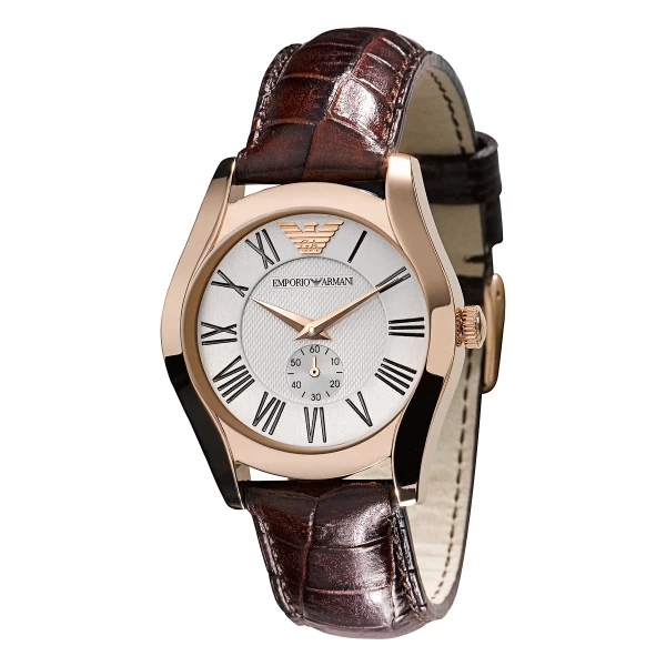 Armani Quartz Läderarmband Silver