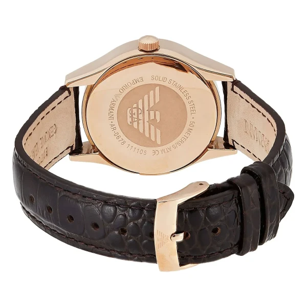 Armani Quartz Läderarmband Silver