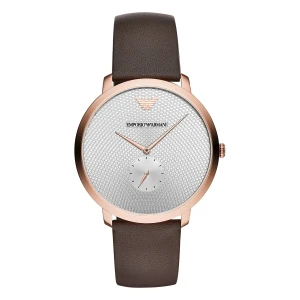 Armani Quartz Liten Sekundvisare Roséguldfärgad Boett Läderarmband Silver