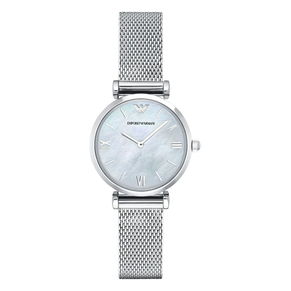 Armani Quartz Mesharmband Vit Pärlemor