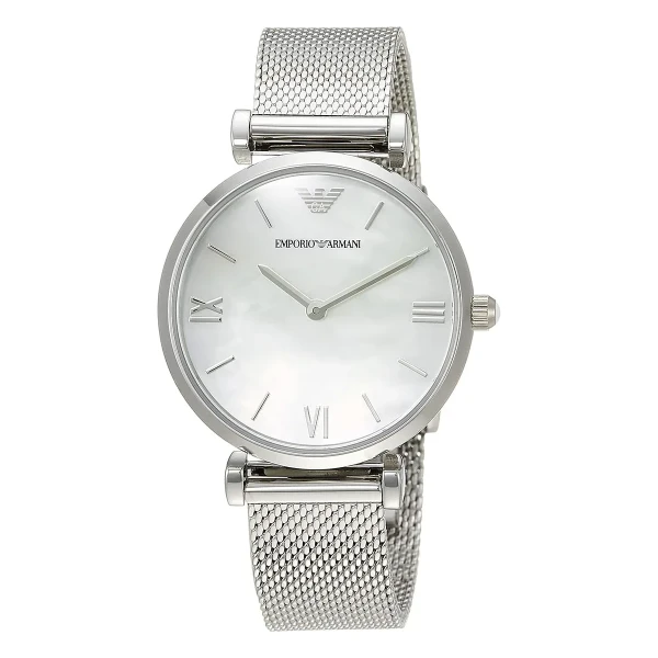 Armani Quartz Mesharmband Vit Pärlemor