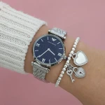 Armani Quartz Stållänk Blå