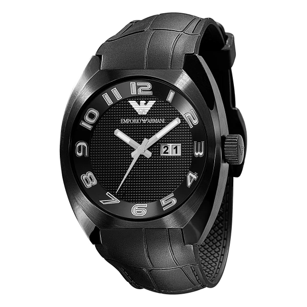 Armani Quartz Svart Boett Gummiarmband Svart