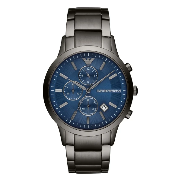 Armani Renato Quartz Kronograf Gunmetal Stållänk Blå