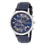Armani Renato Quartz Kronograf Roséguldsdetaljer Läderarmband Blå