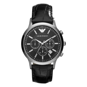 Armani Renato Quartz Läderarmband Svart