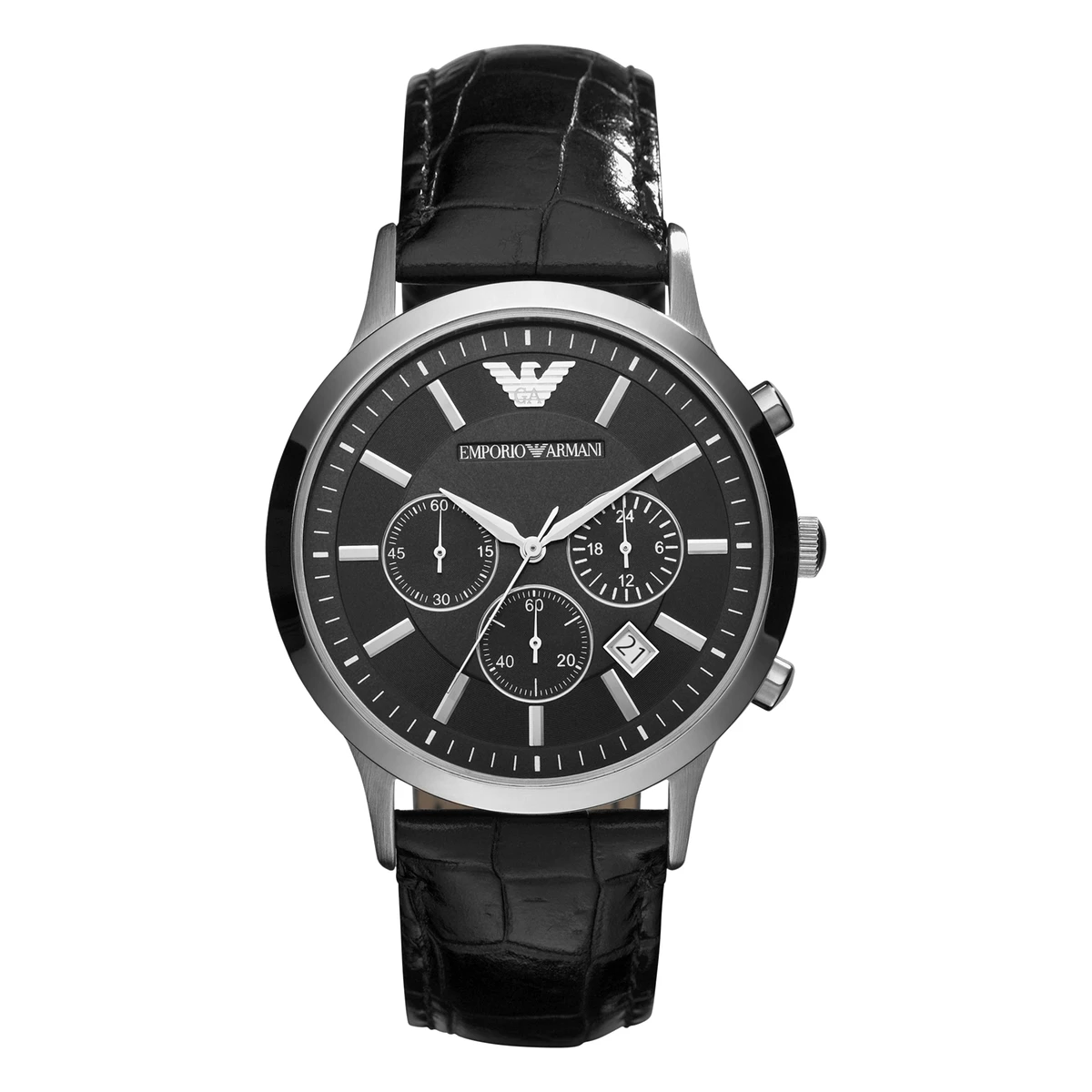 Armani Renato Quartz Läderarmband Svart Armani Renato Quartz Läderarmband Svart