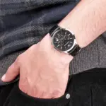 Armani Renato Quartz Läderarmband Svart