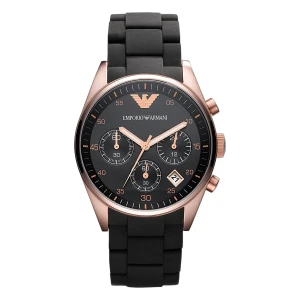 Armani Sportivo Quartz Kronograf Gummiarmband Svart