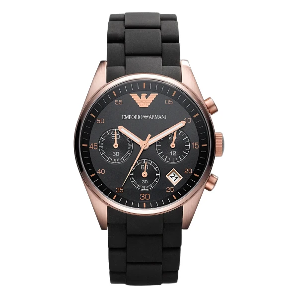 Armani Sportivo Quartz Kronograf Gummiarmband Svart