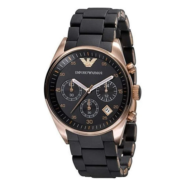 Armani Sportivo Quartz Kronograf Gummiarmband Svart