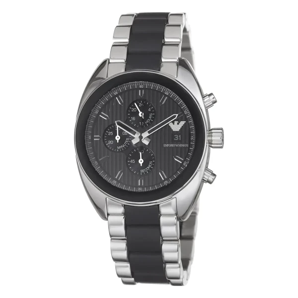 Armani Sportivo Quartz Kronograf Gummiklädd Stållänk Svart