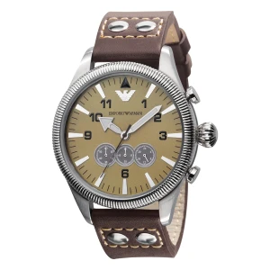 Armani Sportivo Quartz Kronograf Läderarmband Beige
