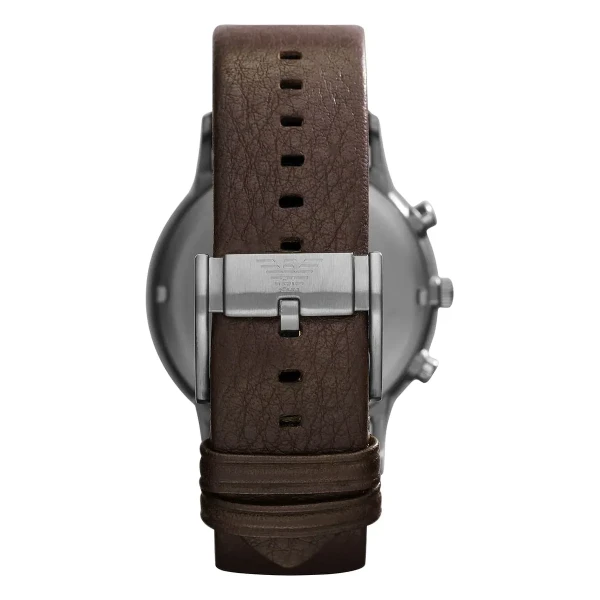 Armani Sportivo Quartz Kronograf Läderarmband Svart