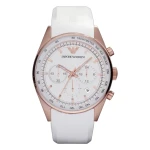 Armani Sportivo Quartz Kronograf Roséguldfärgad Boett Gummiarmband Silver