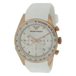 Armani Sportivo Quartz Kronograf Roséguldfärgad Boett Gummiarmband Silver