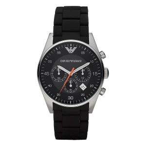 Armani Sportivo Quartz Kronograf Silikonarmband Svart