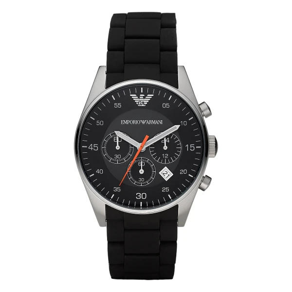 Armani Sportivo Quartz Kronograf Silikonarmband Svart