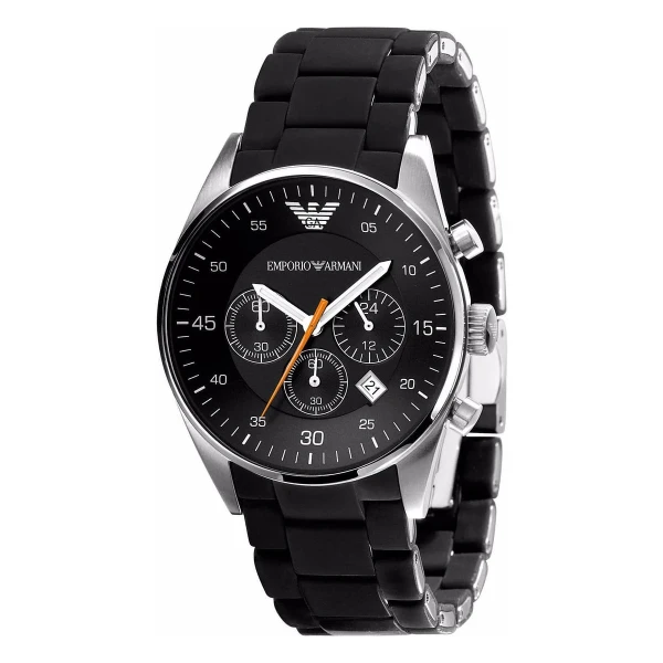 Armani Sportivo Quartz Kronograf Silikonarmband Svart