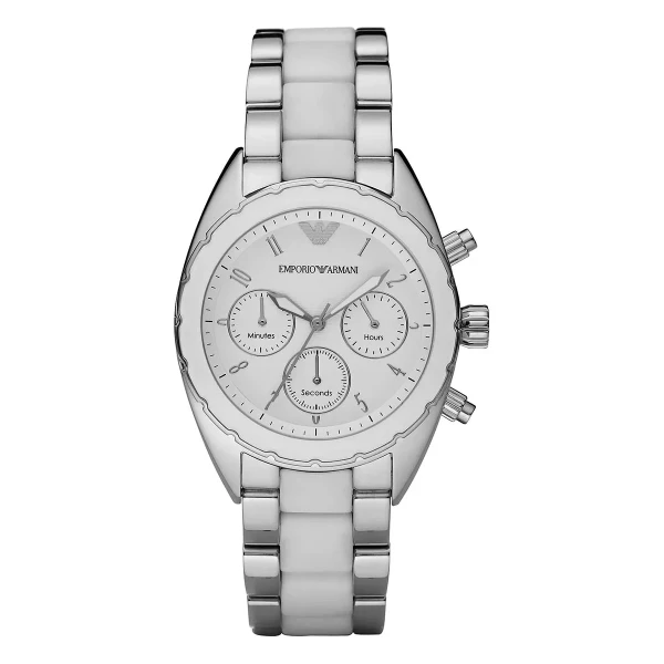Armani Sportivo Quartz Kronograf Stållänk Vit