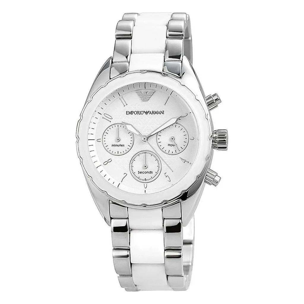 Armani Sportivo Quartz Kronograf Stållänk Vit