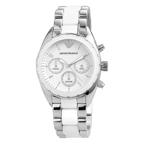 Armani Sportivo Quartz Kronograf Stållänk Vit