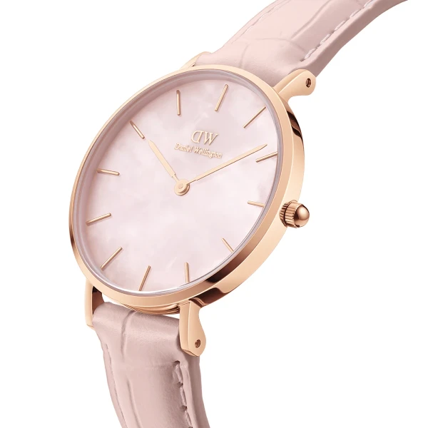 Daniel Wellington Petite Rouge Quartz Läderarmband Rosa pärlemor DW00600514
