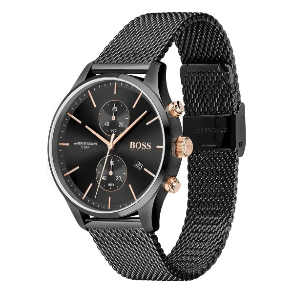 Hugo Boss Associate Quartz Kronograf Svart Meshlänk Svart