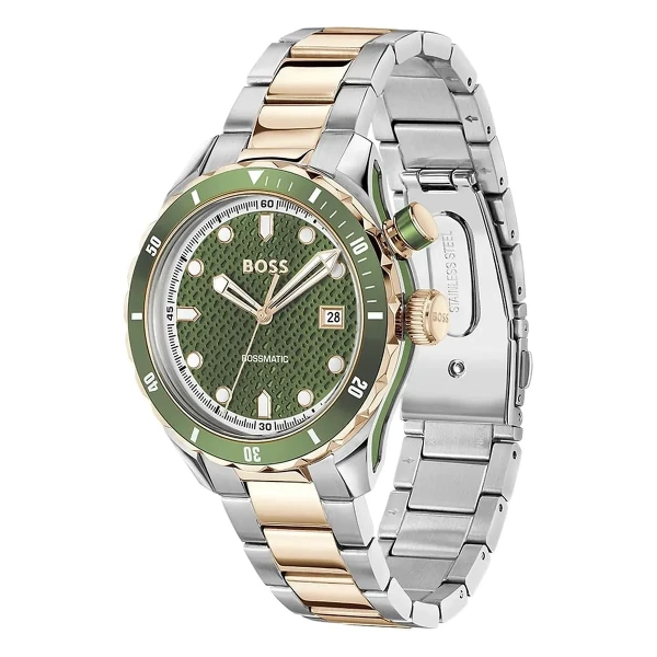 Hugo Boss Bossmatic Kinetic Tvåfärgad Stållänk Grön