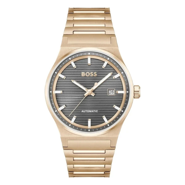 Hugo Boss Candor Auto Automatic Roséguld Stållänk Grå